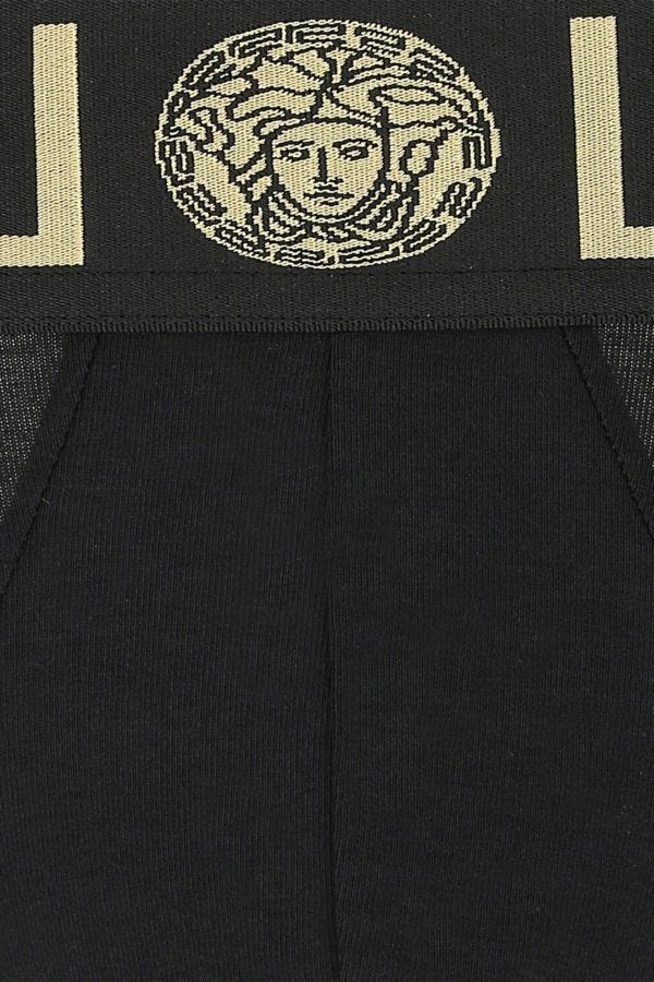 VERSACE | Black stretch cotton thong