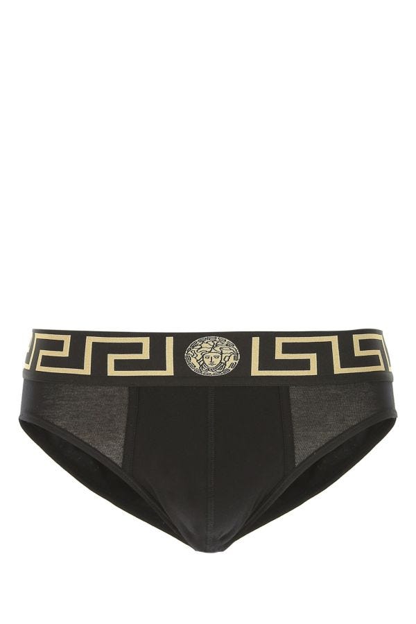 VERSACE | Black stretch cotton brief