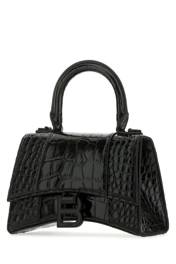 BALENCIAGA | Black leather Hourglass XS handbag