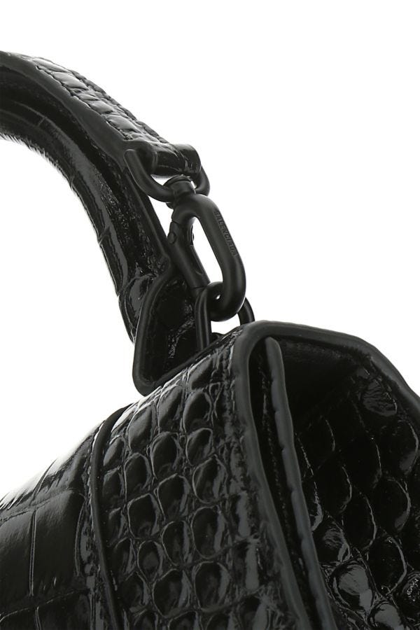 BALENCIAGA | Black leather Hourglass XS handbag