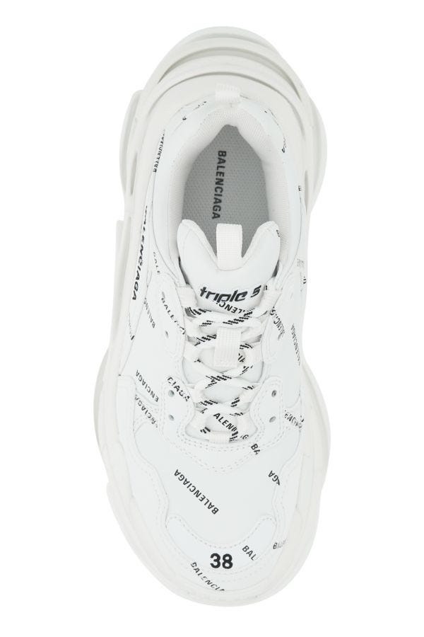 BALENCIAGA | White synthetic leather Triple S sneakers