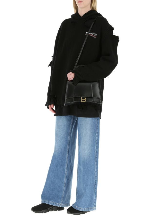 BALENCIAGA | Black leather medium Hourglass handbag