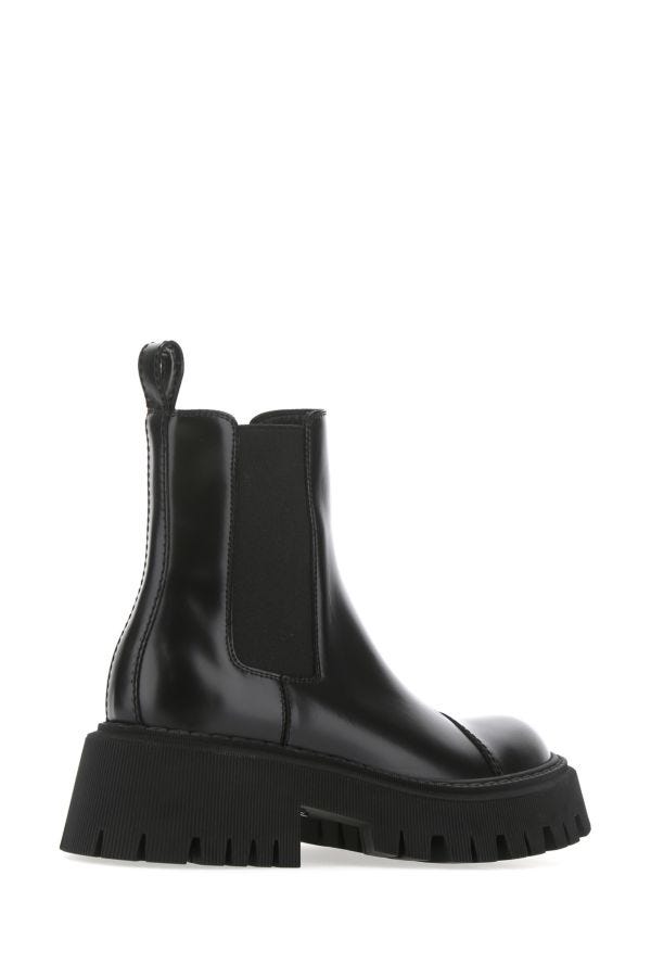 BALENCIAGA | Black leather Tractor ankle boots