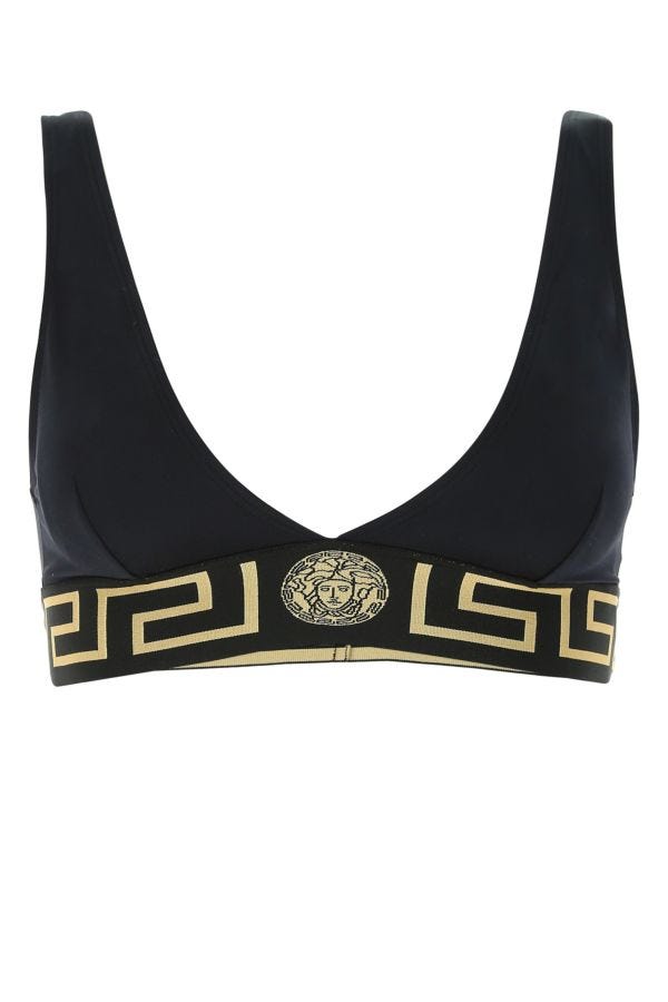 VERSACE | Black stretch nylon bikini top