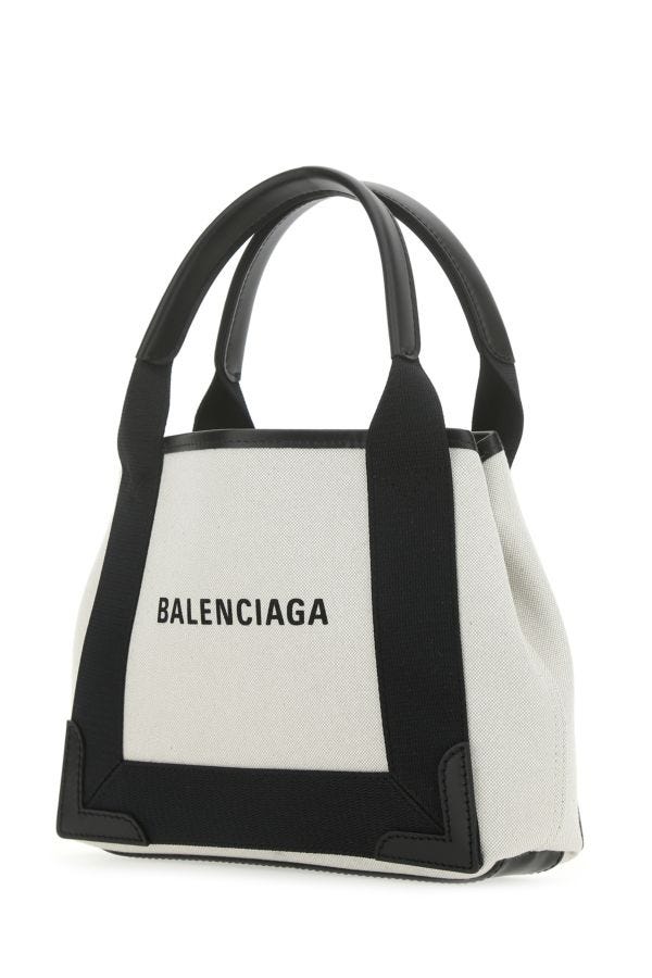 BALENCIAGA | Two-tone canvas small Cobas Navy handbag