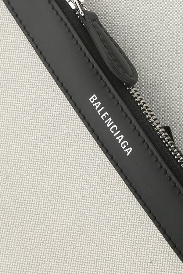 BALENCIAGA | Two-tone canvas small Cobas Navy handbag