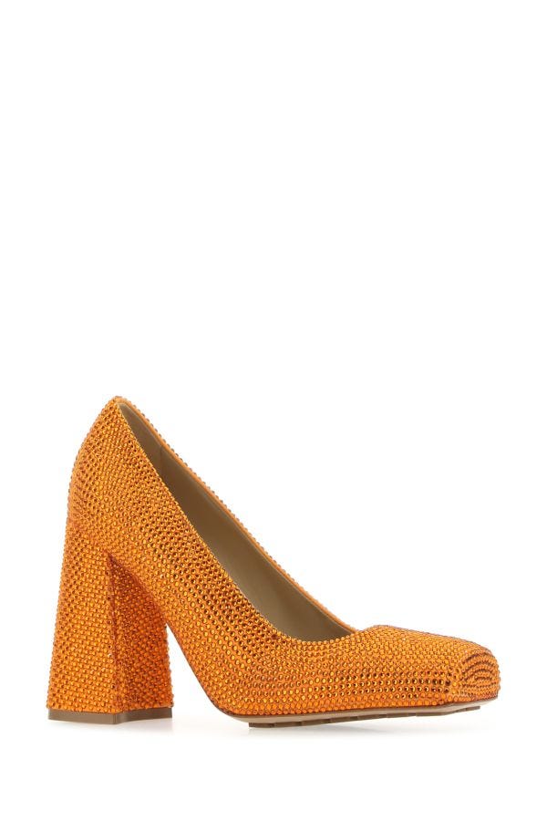 BOTTEGA VENETA | Orange leather and rhinestones Tower pumps