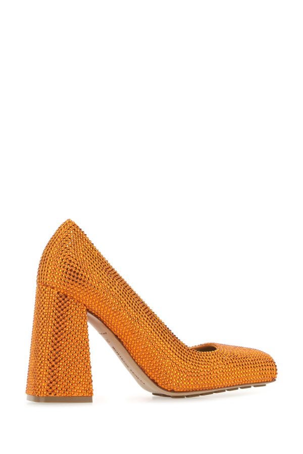 BOTTEGA VENETA | Orange leather and rhinestones Tower pumps