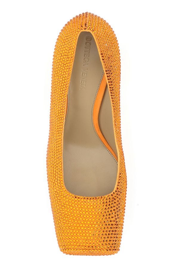 BOTTEGA VENETA | Orange leather and rhinestones Tower pumps