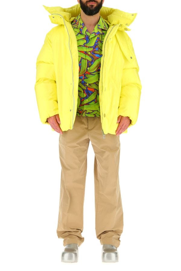 BOTTEGA VENETA | Fluo yellow nylon padded jacket