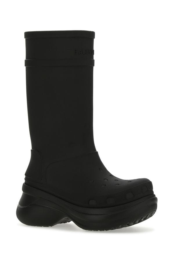 BALENCIAGA | Black rubber Crocs boots