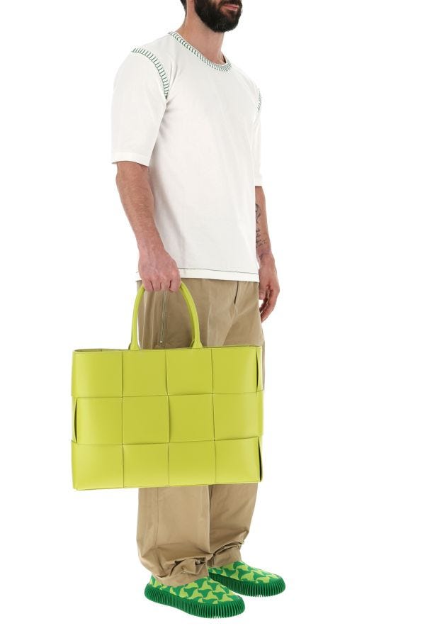 BOTTEGA VENETA | Acid green leather large Arco shopping bag