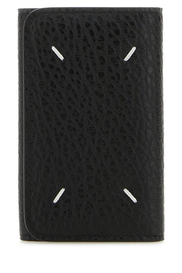 MAISON MARGIELA | Black leather Four Stitches keyring case
