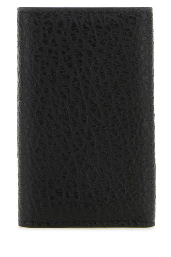 MAISON MARGIELA | Black leather Four Stitches keyring case
