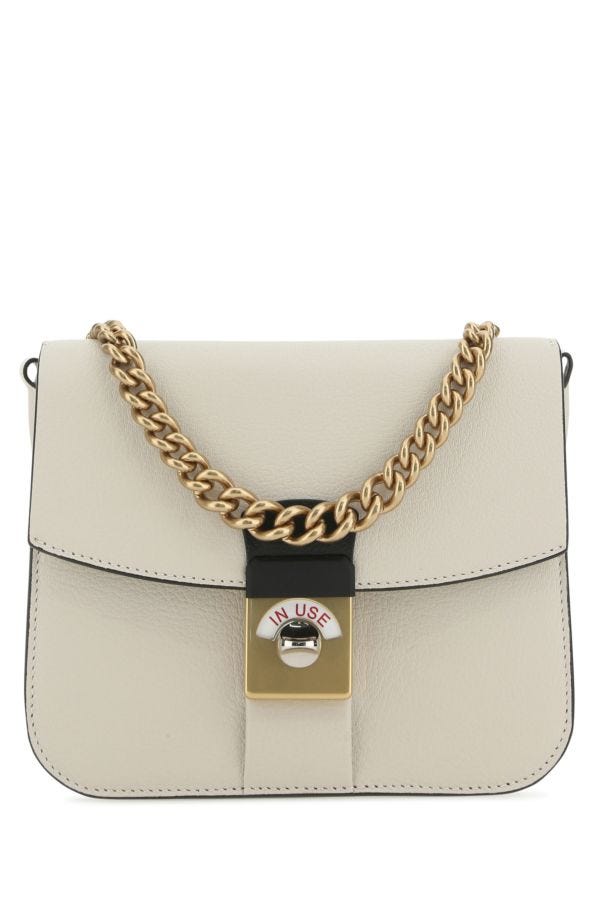 MAISON MARGIELA | Two-tone leather and cotton New Lock Square handbag