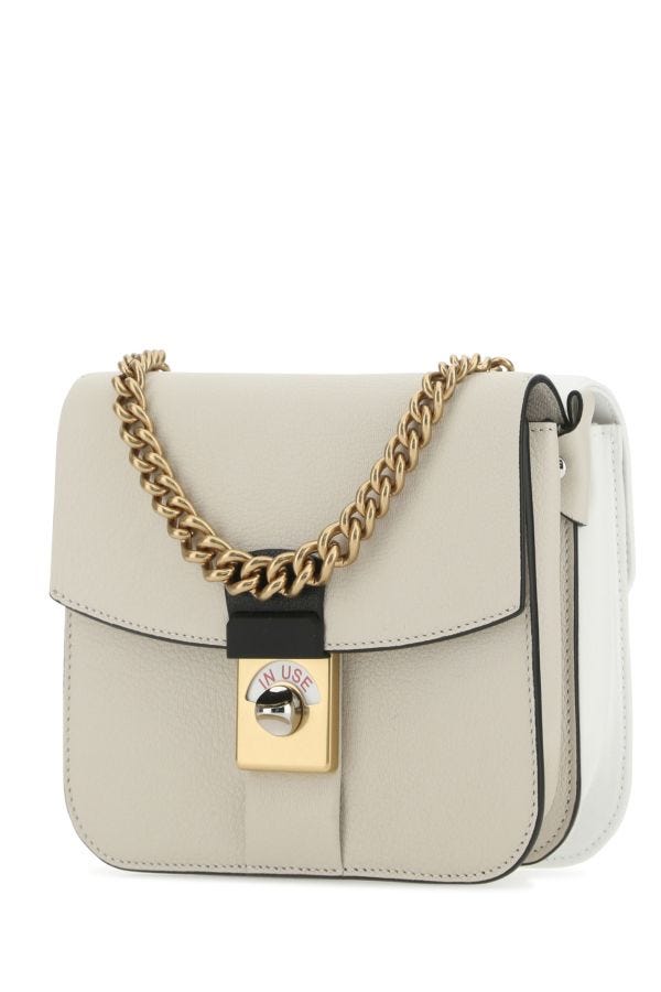 MAISON MARGIELA | Two-tone leather and cotton New Lock Square handbag