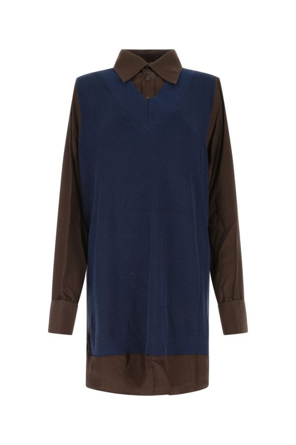 MAISON MARGIELA | Two-tone viscose blend and cotton oversize shirt