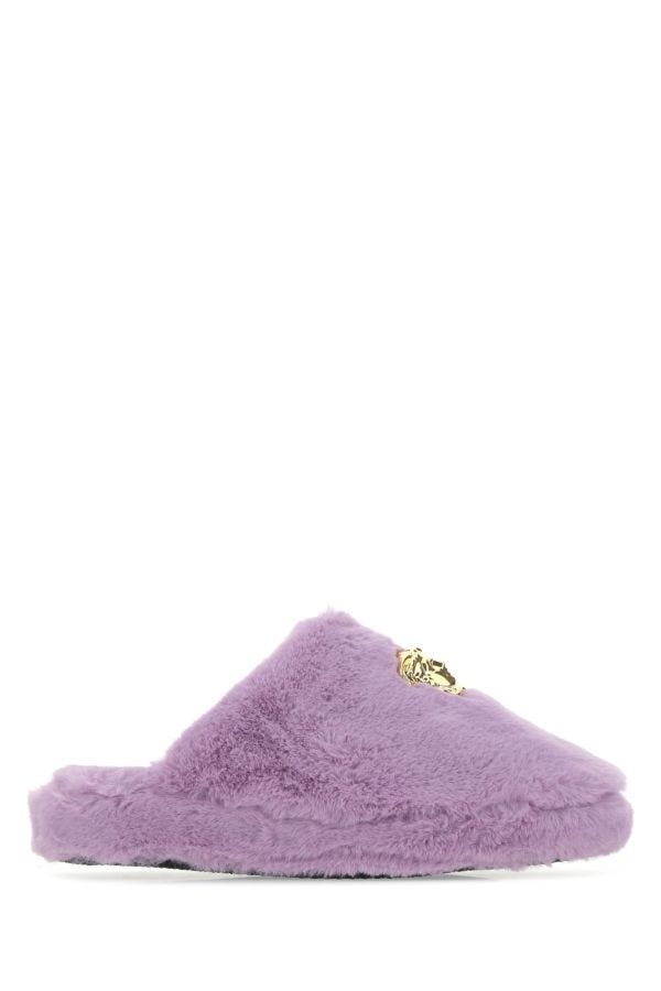VERSACE | Lilac eco fur slippers