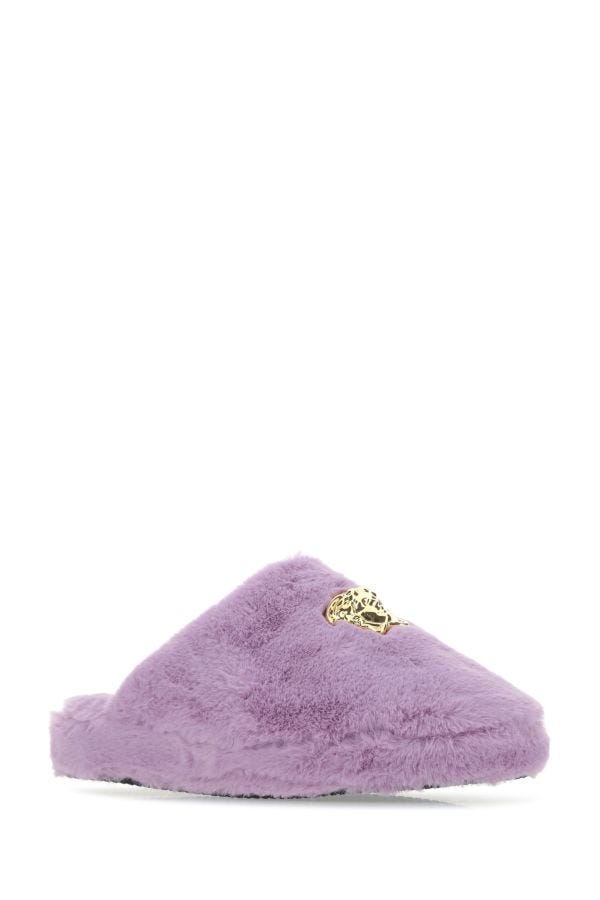 VERSACE | Lilac eco fur slippers