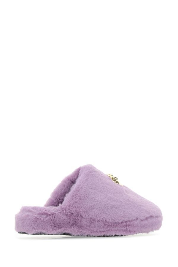 VERSACE | Lilac eco fur slippers