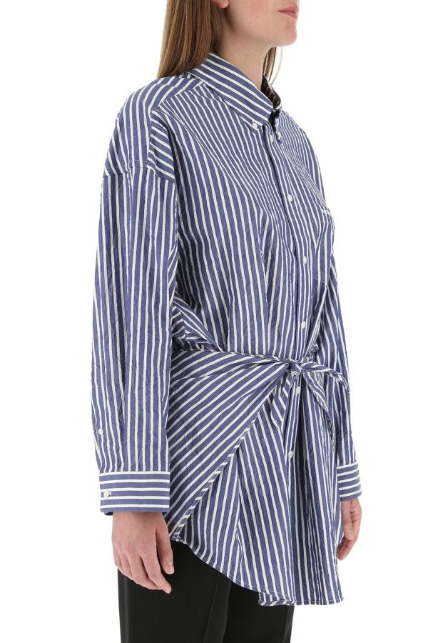 BALENCIAGA | Embroidered poplin oversize Knotted shirt