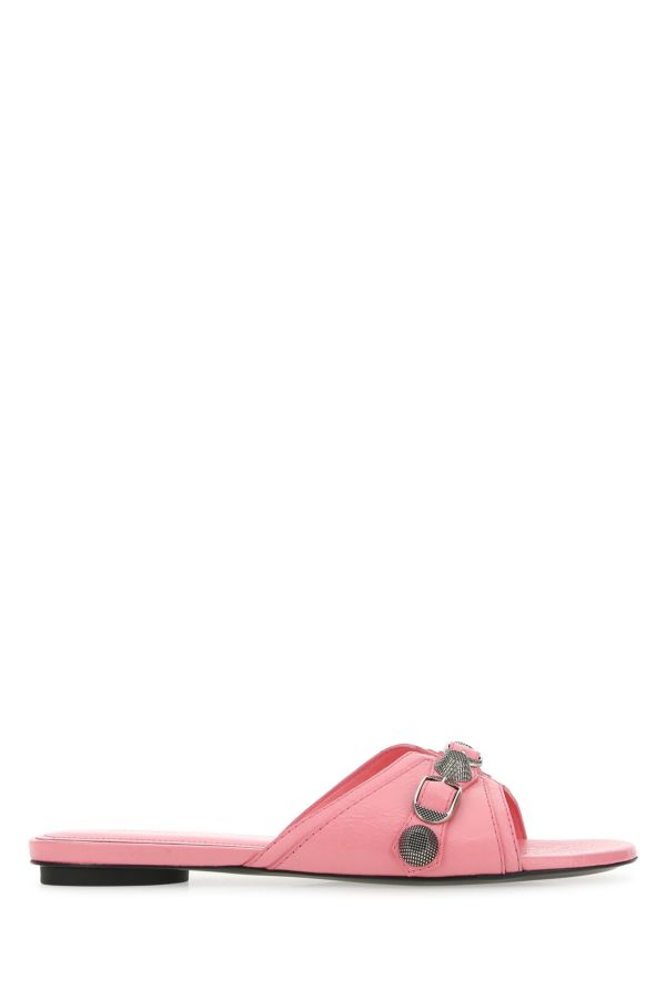 BALENCIAGA | Pink leather Cagole slippers
