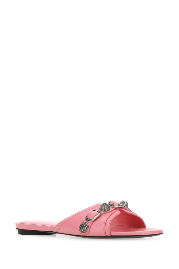 BALENCIAGA | Pink leather Cagole slippers