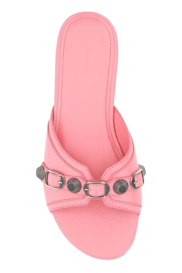 BALENCIAGA | Pink leather Cagole slippers