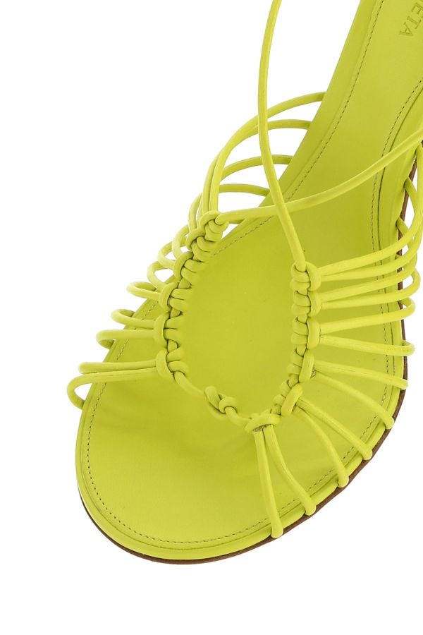 BOTTEGA VENETA | Acid green nappa leather Dot sandals