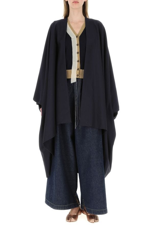 MAISON MARGIELA | NAvy blue wool blend cape