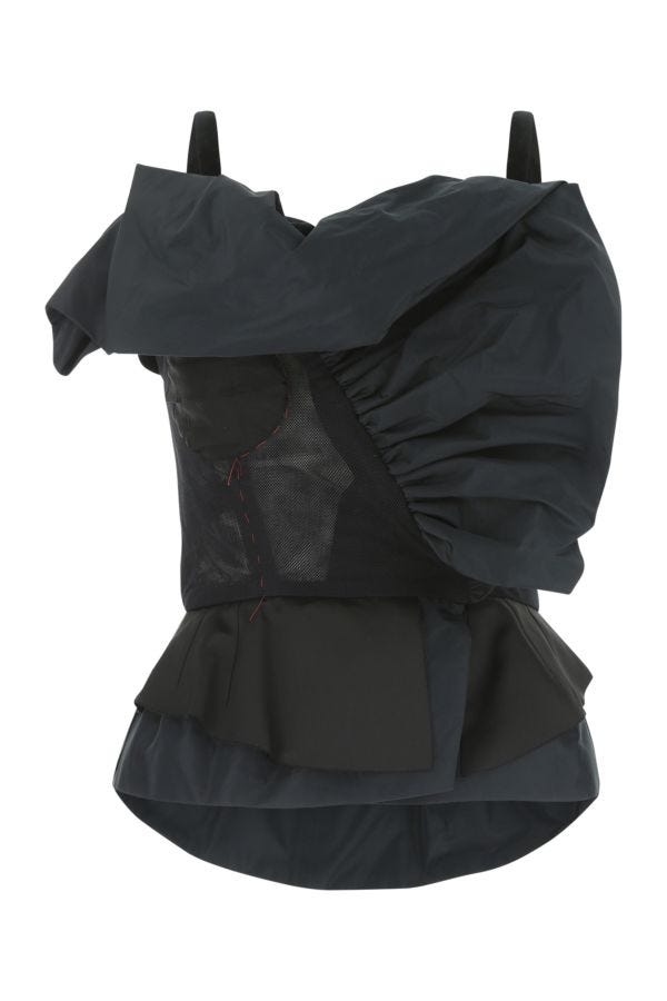 MAISON MARGIELA | Black polyester and mesh top