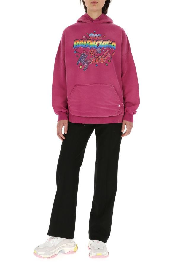 BALENCIAGA | Dark pink cotton oversize sweatshirt