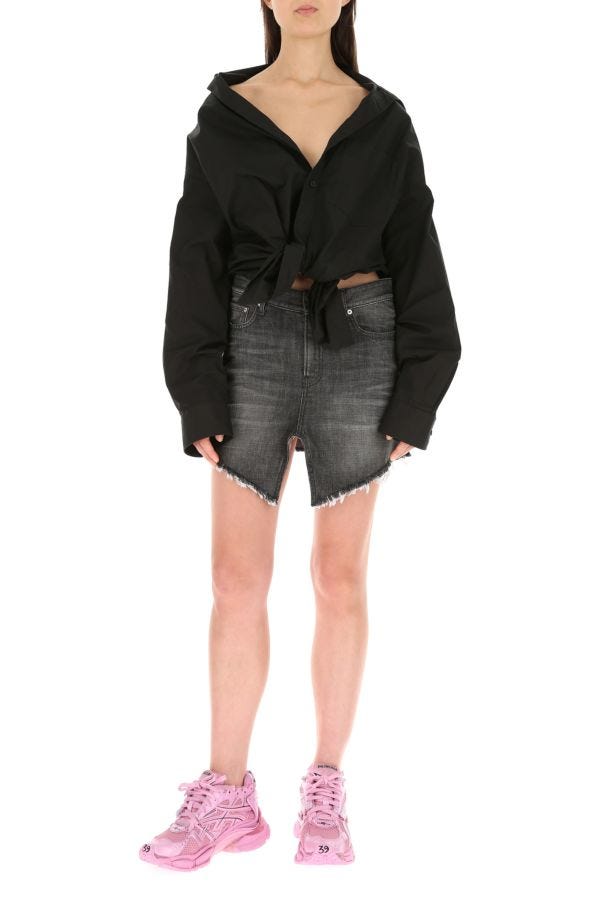 BALENCIAGA | Black denim Cut-Up mini skirt