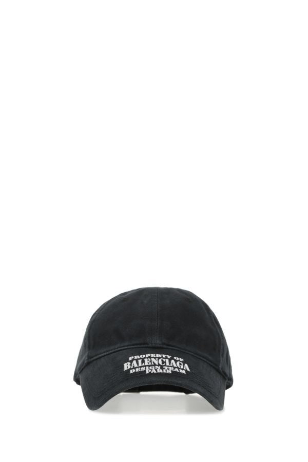 BALENCIAGA | Black denim baseball cap