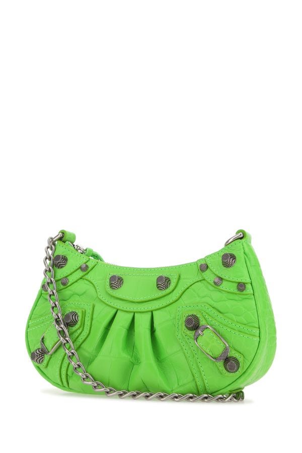 BALENCIAGA | Fluo green leather Le Cagole mini handbag