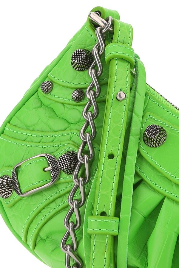BALENCIAGA | Fluo green leather Le Cagole mini handbag