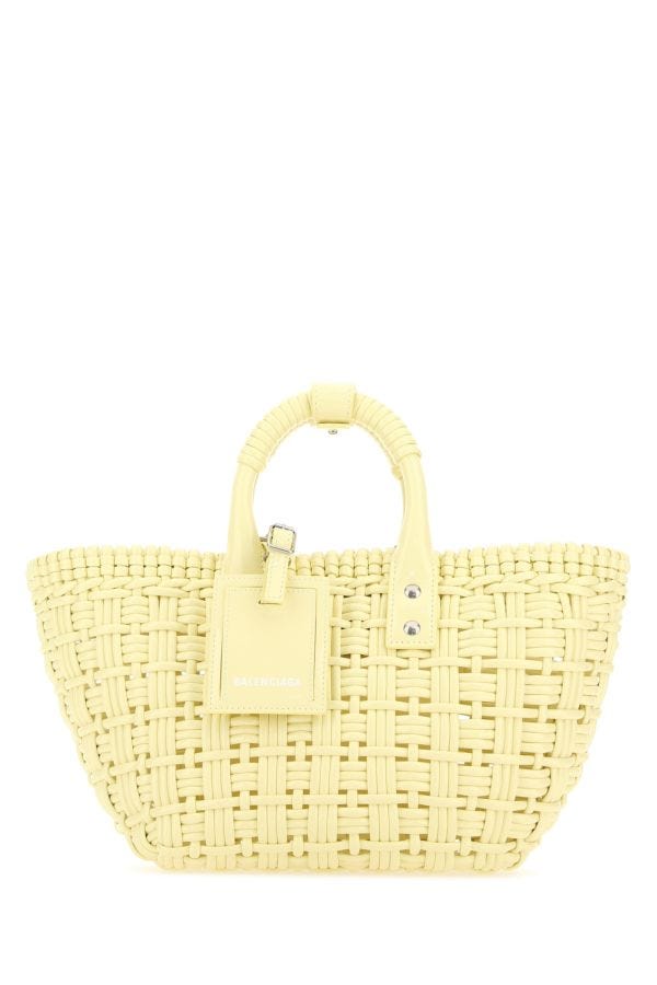 BALENCIAGA | Pastel yellow synthetic leather Bistro XS handbag