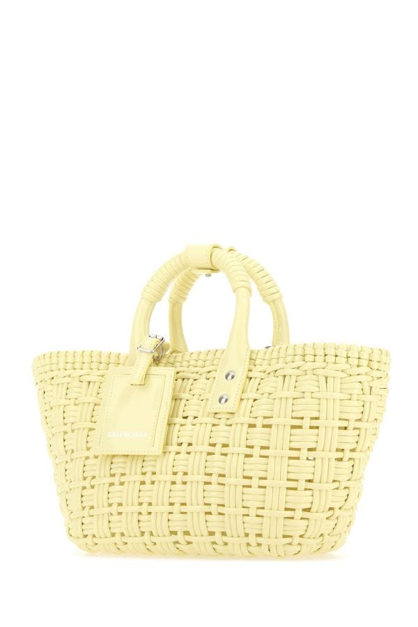 BALENCIAGA | Pastel yellow synthetic leather Bistro XS handbag
