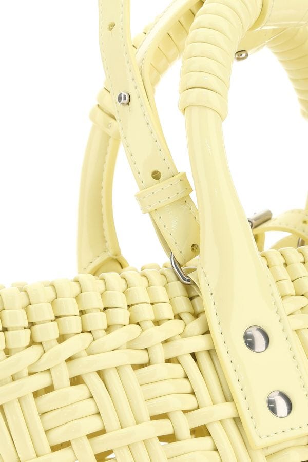 BALENCIAGA | Pastel yellow synthetic leather Bistro XS handbag