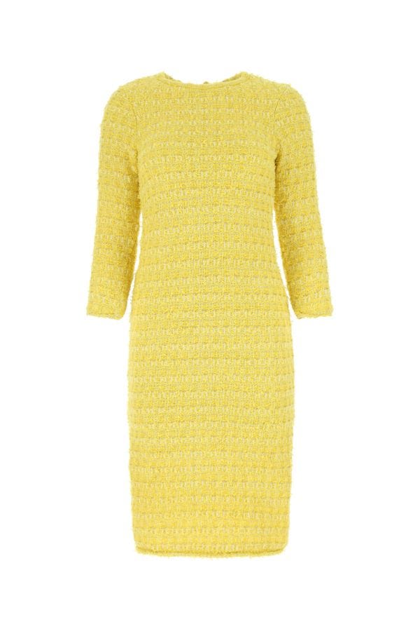 BALENCIAGA | Yellow fabric Back-To-Front midi dress