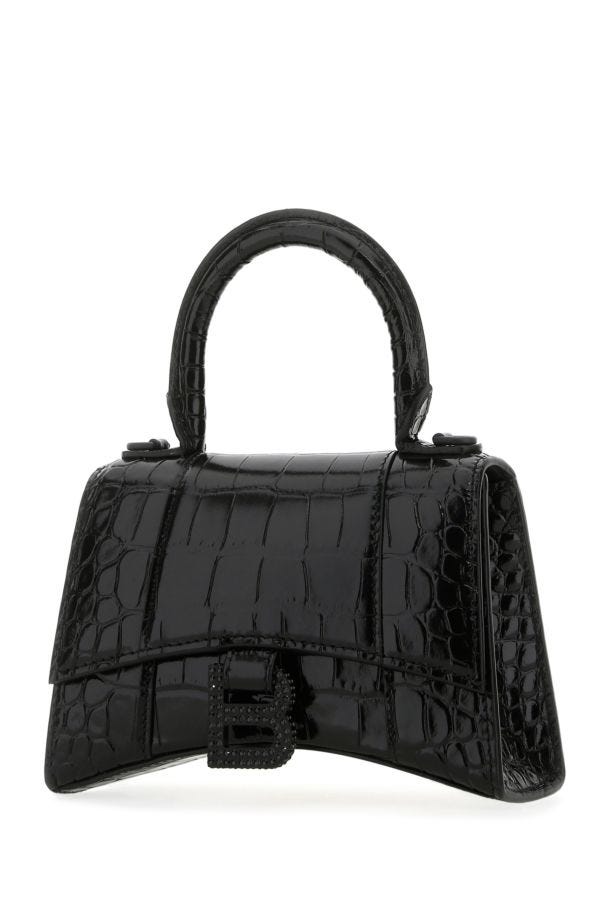 BALENCIAGA | Black leather XS Hourglass handbag
