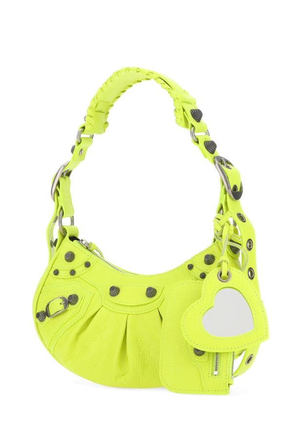 BALENCIAGA | Fluo yellow nappa leather Le Cagole XS shoulder bag