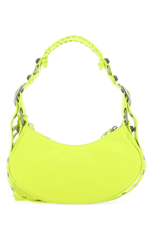 BALENCIAGA | Fluo yellow nappa leather Le Cagole XS shoulder bag