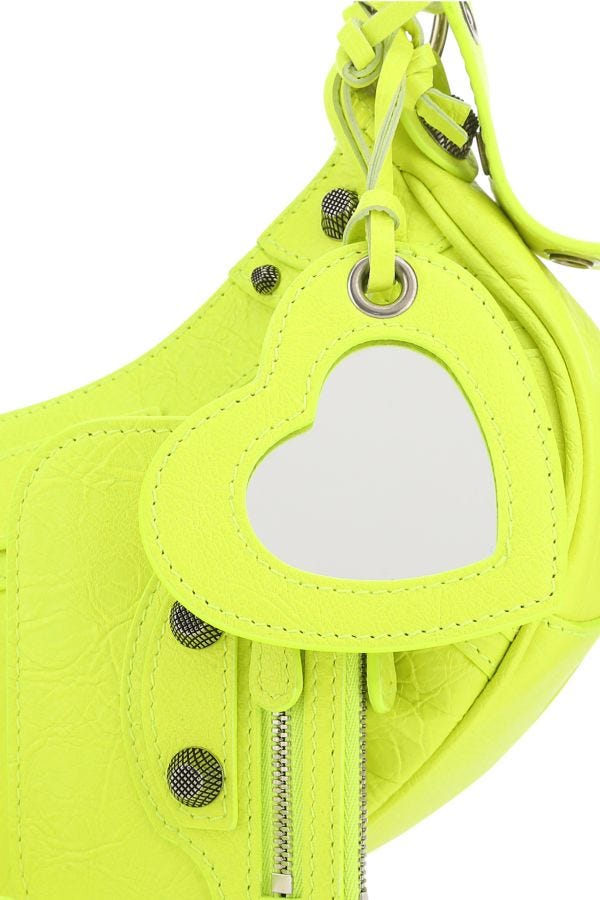 BALENCIAGA | Fluo yellow nappa leather Le Cagole XS shoulder bag