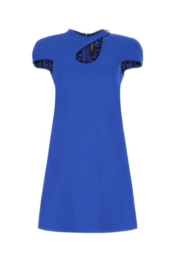 VERSACE | Electric blue stretch crepe mini dress
