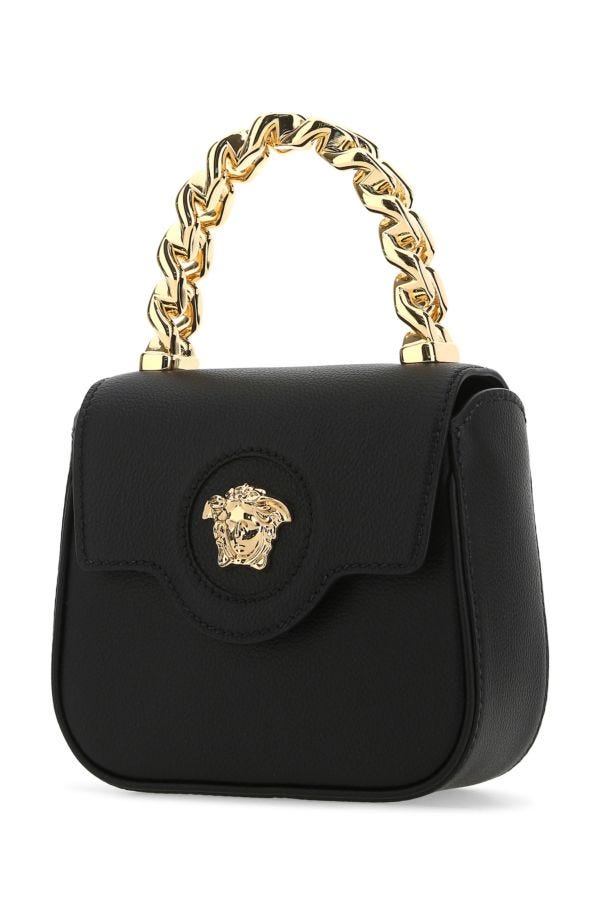 VERSACE | Black leather mini La Medusa handbag