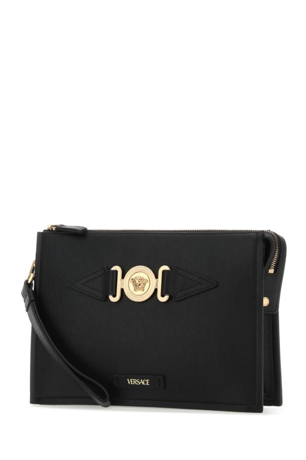 VERSACE | Black leather Medusa clutch
