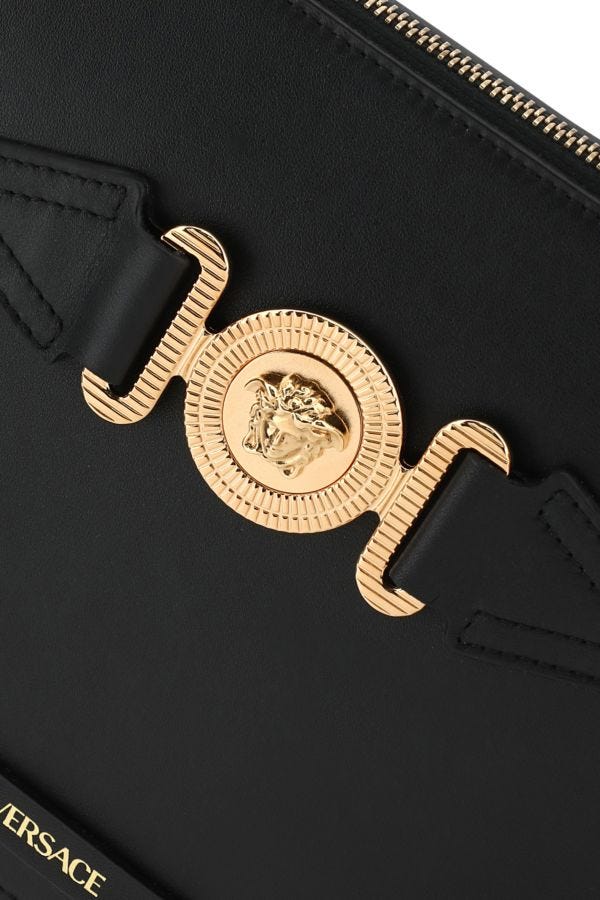 VERSACE | Black leather Medusa clutch