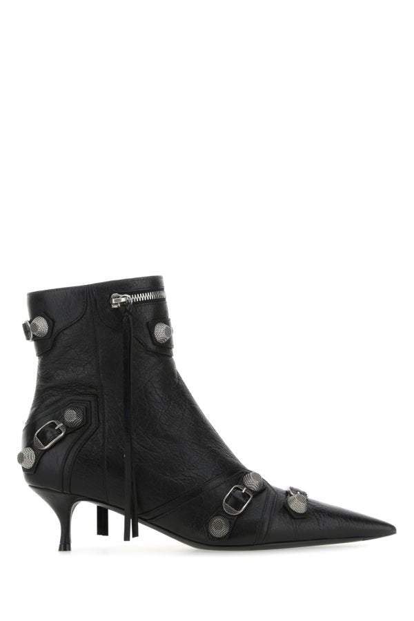 BALENCIAGA | Black leather Cagole ankle boots