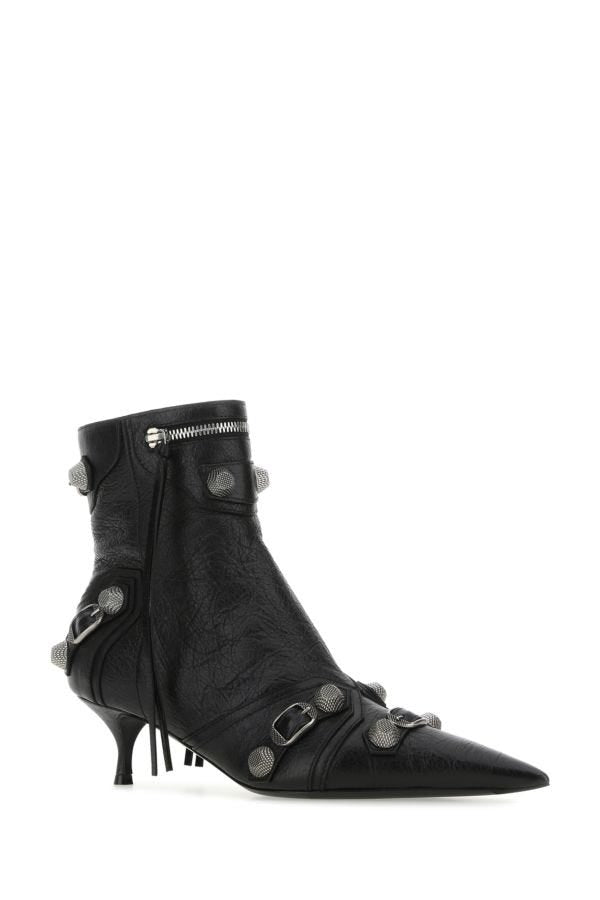 BALENCIAGA | Black leather Cagole ankle boots